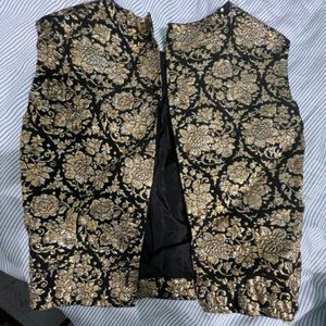 VIntage Black and Gold Embroided Vest